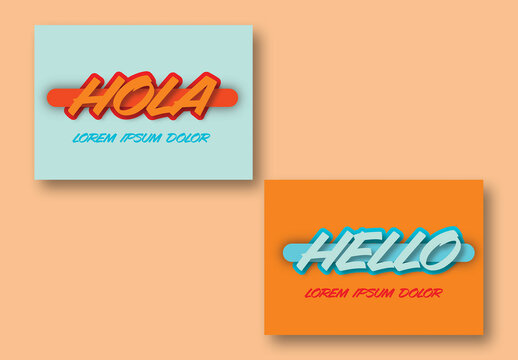 Text Effect Postcard Layout Set