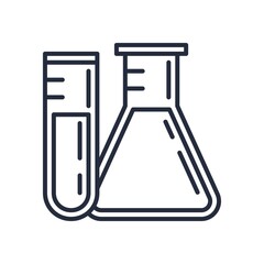 Laboratory glass icon. Test tube and flask vector illustration.