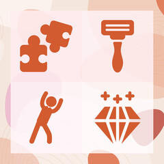 Simple set of clearly related filled icons
