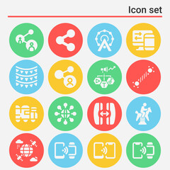 16 pack of bring together  filled web icons set