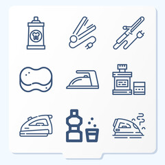 Simple set of 9 icons related to washed