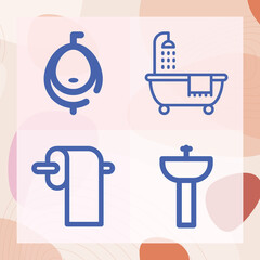 Simple set of wash room related lineal icons