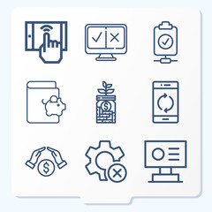 Simple set of 9 icons related to checking