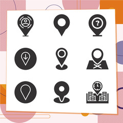 Simple set of 9 icons related to placeholder