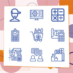 Simple set of 9 icons related to deliberation