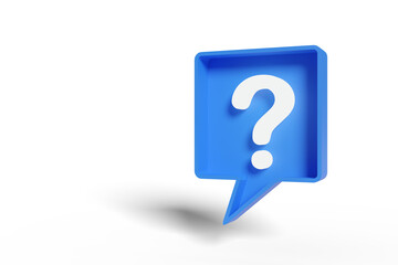 Speech balloon with a question mark. 3d illustration.