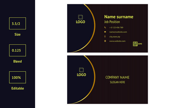 Modern black and golden business card template illustrator vector ai file.