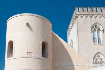 Landmarks of Sicily: partial view of the facade of the Donnafugata Castle in the province of Ragusa, Sicily - 397121886