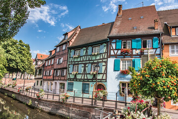 Fototapeta na wymiar Petite Venise de Colmar, Quai de la Poissonnerie, Alsace, France