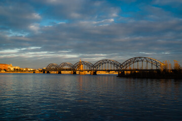 railway bridge in Riga. city panorama