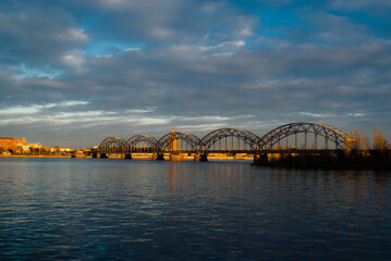 railway bridge in Riga. city panorama