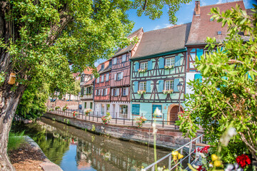 Fototapeta na wymiar Petite Venise de Colmar, Quai de la Poissonnerie, Alsace, France