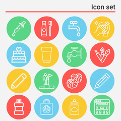16 pack of pure  lineal web icons set