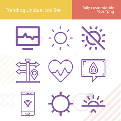 Simple set of amplitude related lineal icons.