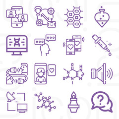 16 pack of social relation  lineal web icons set