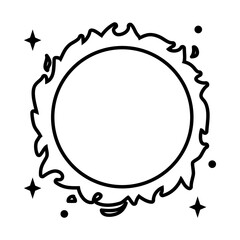 space sun with stars around, line style