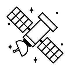 icon of space satellite with stars around, line style