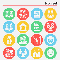 16 pack of unrelated  filled web icons set