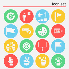 16 pack of scored  filled web icons set