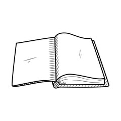 book with the cover open, hand draw style