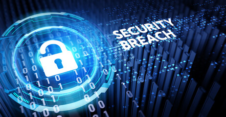 Cyber security data protection business technology privacy concept. 3d illustration.Security breach