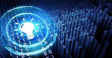 Business, technology, internet and networking concept. Light Bulb innovation Solution.