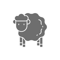 Vector sheep, lamb grey icon. Isolated on white background