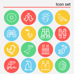 16 pack of chick  lineal web icons set