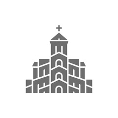 Vector georgian orthodox church, Tbilisi grey icon.