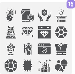 Simple set of royal related filled icons.