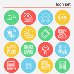 16 pack of costing  lineal web icons set