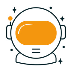 astronaut helmet icon, half line half color style