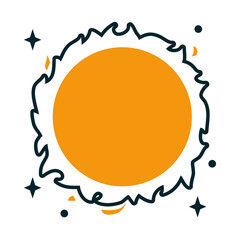 space sun with stars around, half line half color style