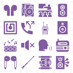 16 pack of speaker  filled web icons set