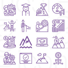 Fototapeta premium 16 pack of accomplishment lineal web icons set