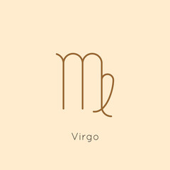 Virgo Zodiac sign Icon in a Minimal Linear Style. Vector Horoscope Symbol for Astrology, Calendar, Tattoo, t-shirt print.