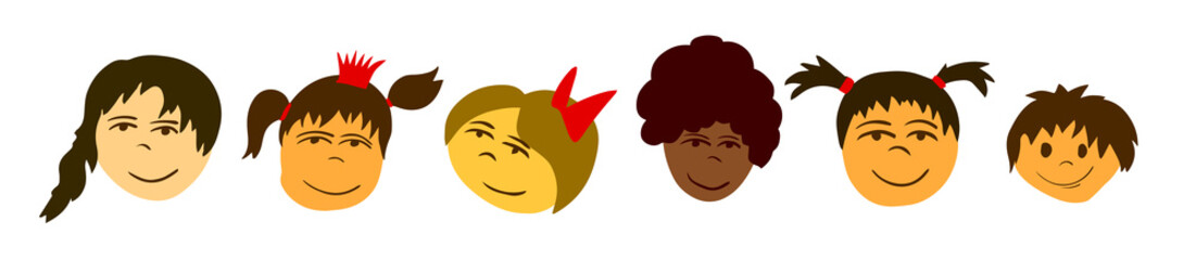 Set of People Faces. Vector illustration