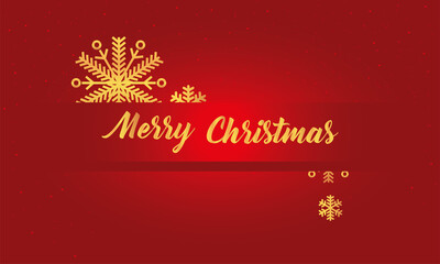 merry christmas gold snowflakes on red background vector design