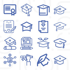 16 pack of qualifications  lineal web icons set