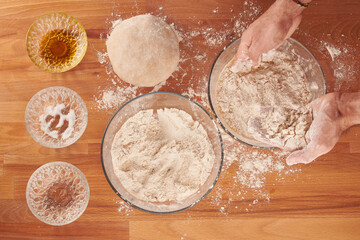 Making italian pizza step by step: flour