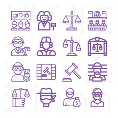 16 pack of guilty  lineal web icons set