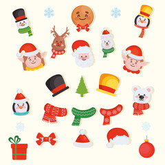 merry christmas icon set vector design