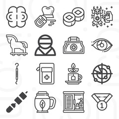 16 pack of medicine  lineal web icons set