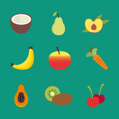 fruits and vegetables icon group vector design