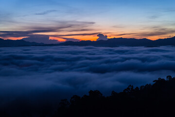 Khao Khai Nui, Sea of fog in the winter mornings at sunrise, New landmark to see beautiful scenery at Thailand.