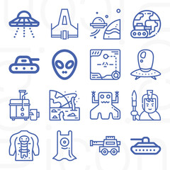 16 pack of invasion  lineal web icons set