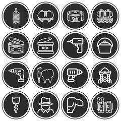 16 pack of chuck  lineal web icons set