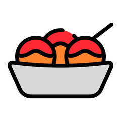 takoyaki icon with filled outline style. Suitable for website design, logo, app and UI.