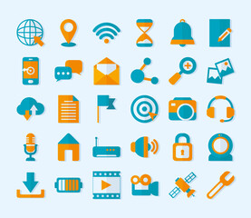 icon set of social media, colorful design