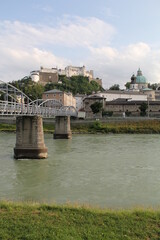 long bridge over the river in austria